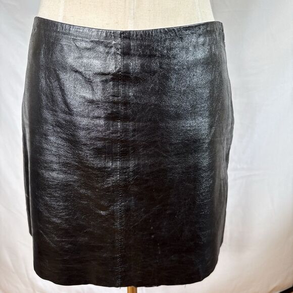 Y2K Vintage Esprit Black Leather Mini Skirt S Fully Lined 28" Waist Iconic - Picture 11 of 11